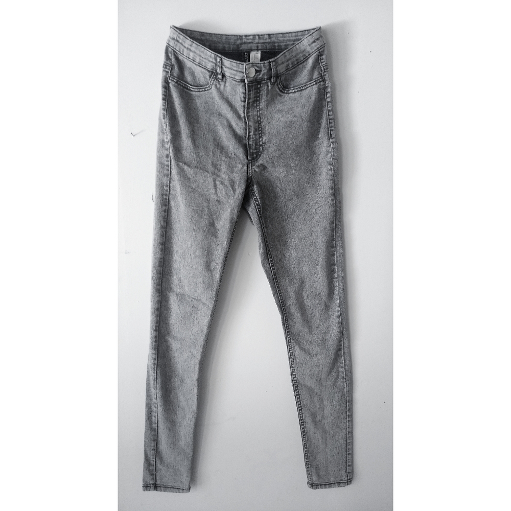 High-waisted Acid Wash stretch skinny jeans